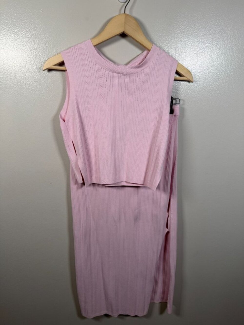 House of Harlow 2 Piece Set Size Small Tank Midi Skirt Ribbed Pink Cut Out